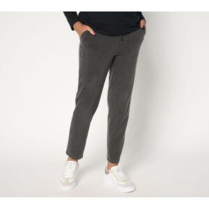 Denim & Co. Women's Pants Sz L Comfy Knit Air Tapered Leg Pant w Gray A500939